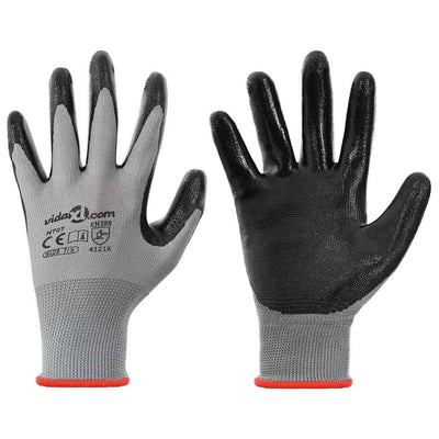 Vidaxl werkhandschoenen 24 pcs grijs en zwart 7 s polyester