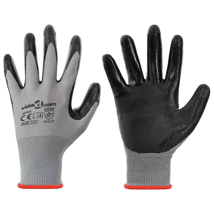 Vidaxl werkhandschoenen 24 st grijs en zwart 7 s polyester