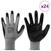 Vidaxl werkhandschoenen 24 pcs grijs en zwart 11 xxl polyester