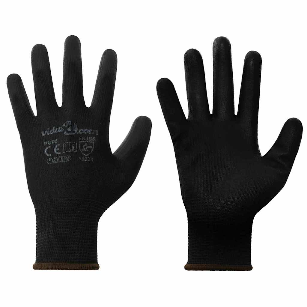 Vidaxl werkhandschoenen 12 pcs zwart 8 m polyester