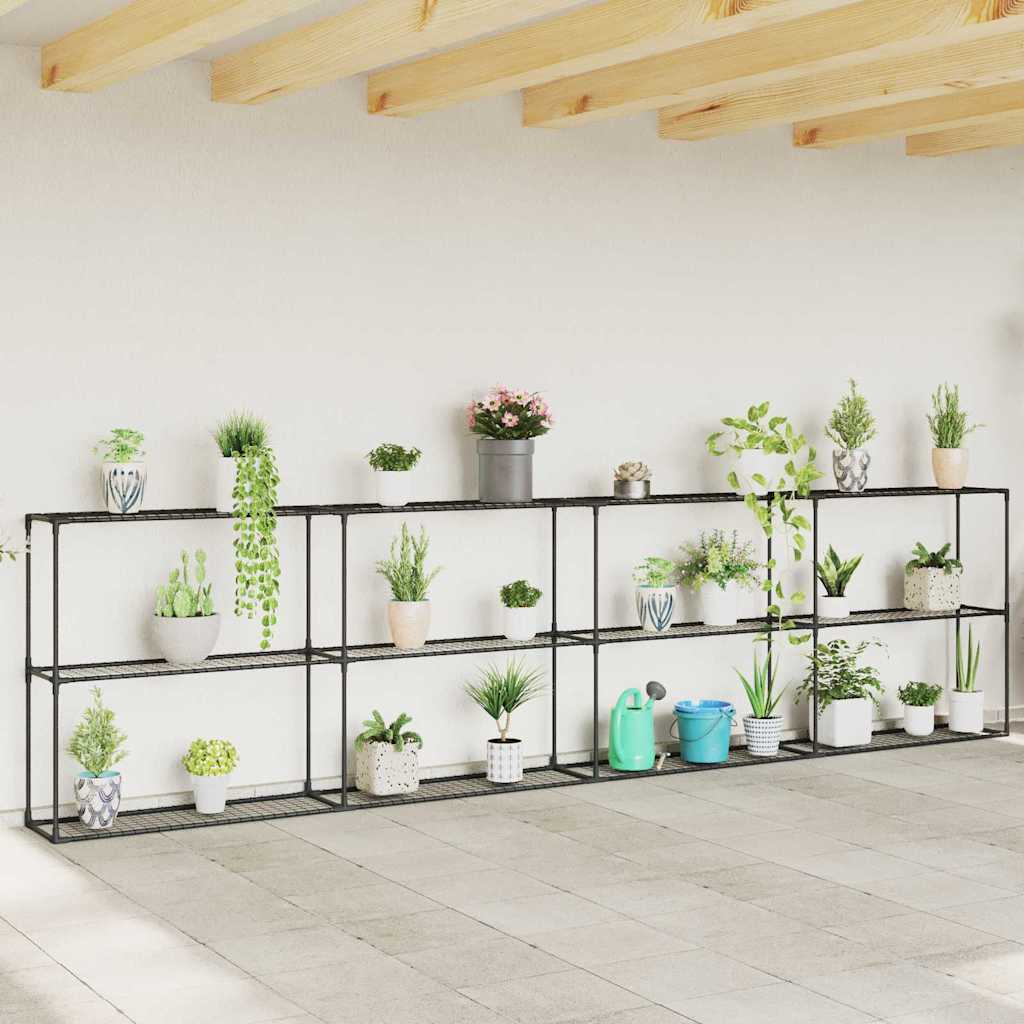 Vidaxl 3-laags plantenstandaard zwart 400 x 32 x 104 cm staal