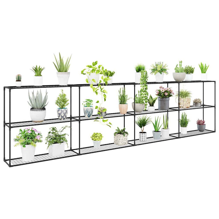 Vidaxl 3-laags plantenstandaard zwart 400 x 32 x 104 cm staal