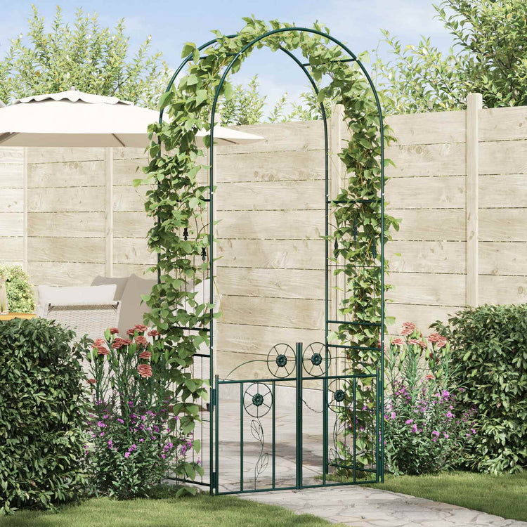 Vidaxl tuin boog groen 102 x 50 x 218 cm staal