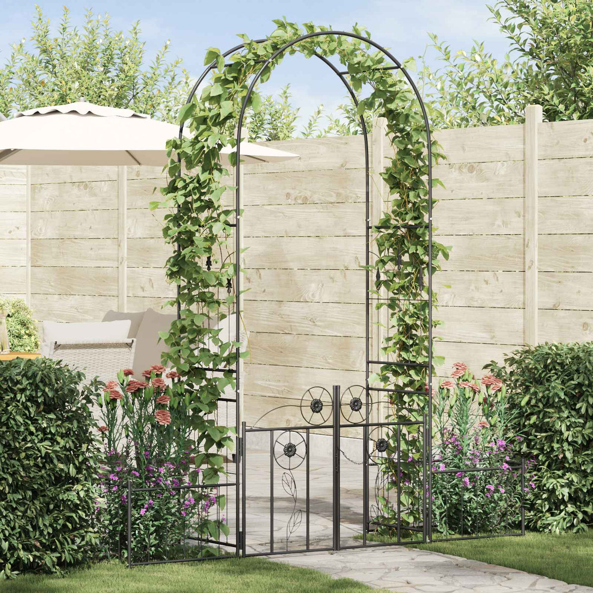 Vidaxl tuin boog zwart 203 x 50 x 218 cm staal