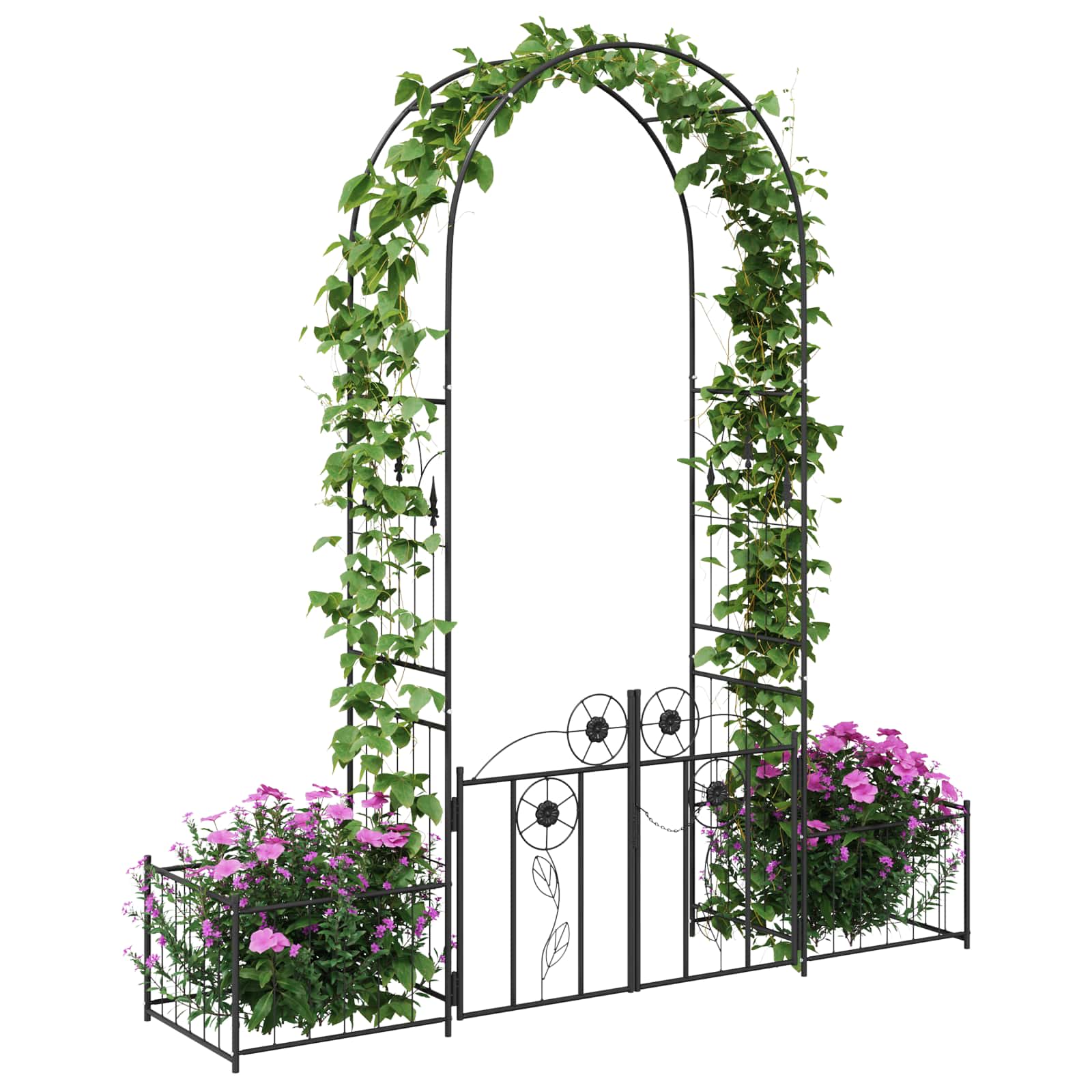 Vidaxl tuin boog met slot zwart 203 x 50 x 218 cm
