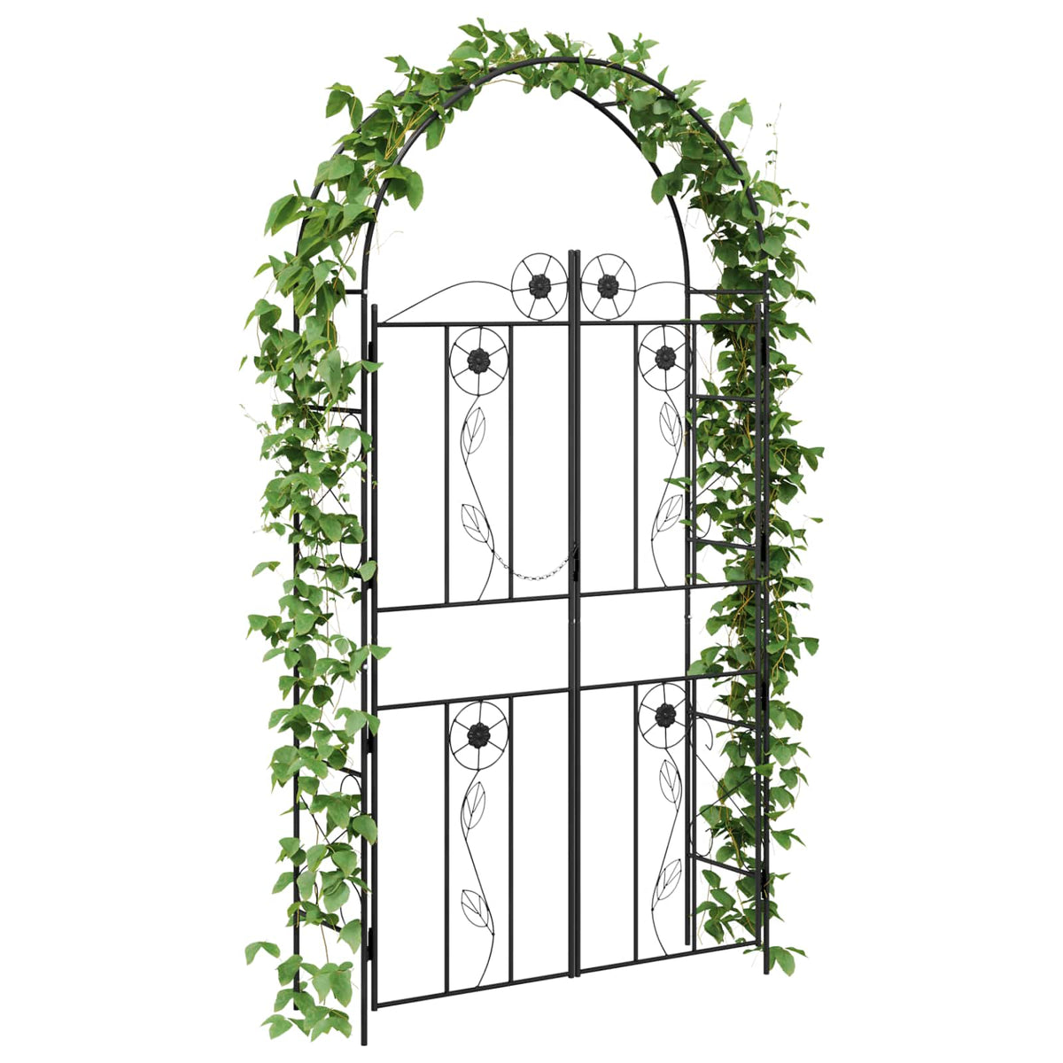 Vidaxl tuin boog effen zwart 115 x 37 x 226 cm