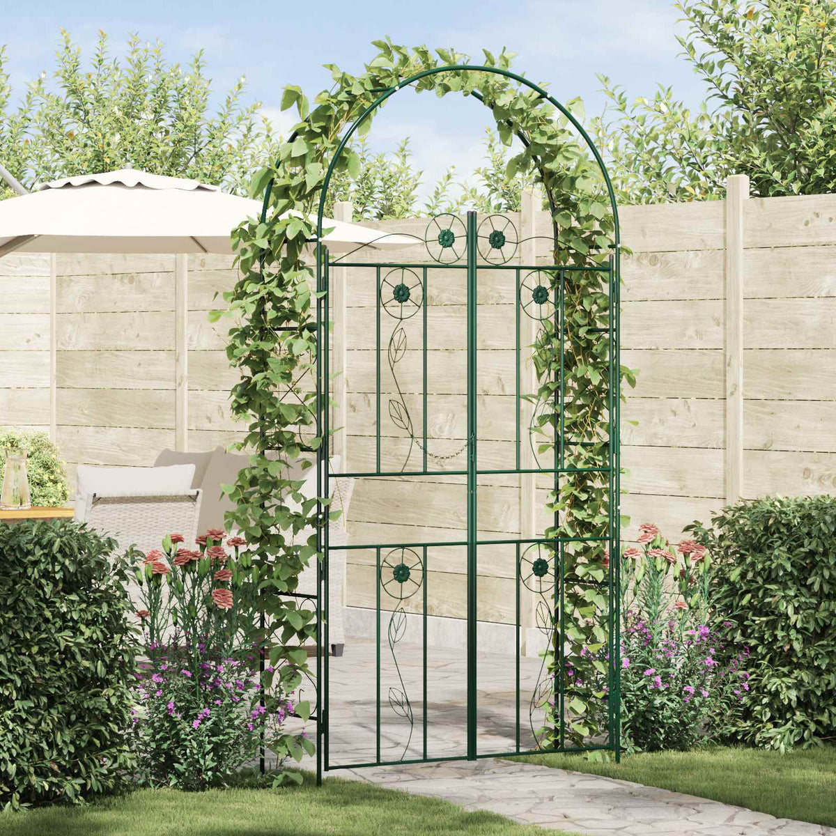 Vidaxl tuin boog effen groen 115 x 37 x 226 cm