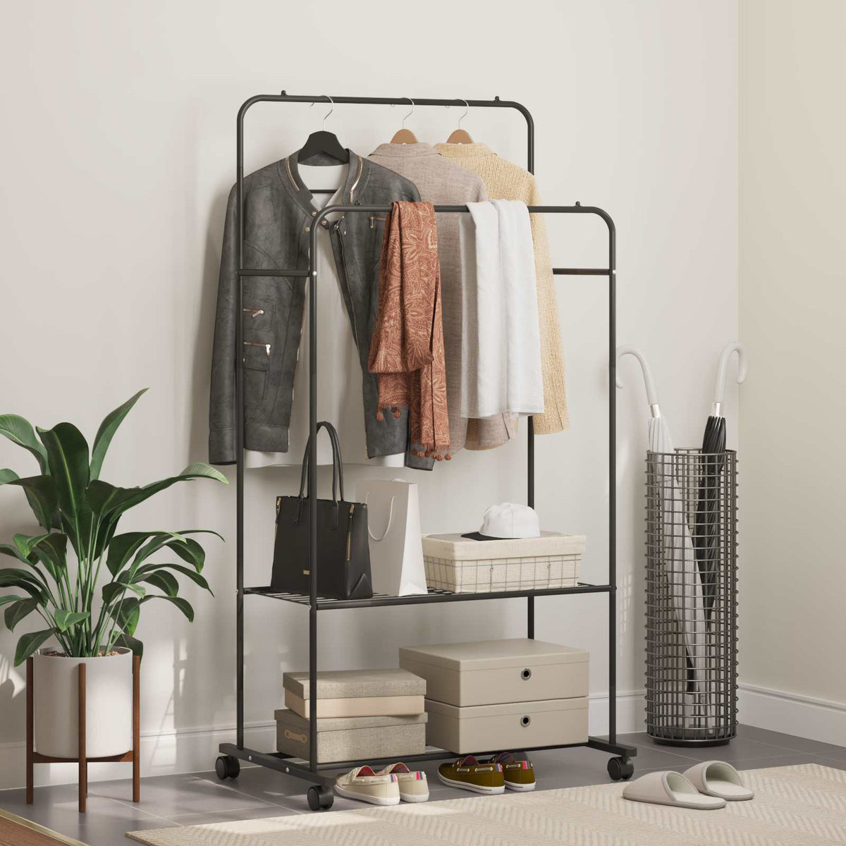 Vidaxl kledingrek zwart 80 x 53 x 156 cm