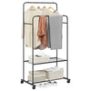 Vidaxl kledingrek met plank met wiel met opslag zwart 80 x 53 x 156 cm