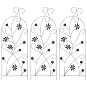 Vidaxl tuinhek 3 st zwart 112 x 39,5 cm staal - afbeelding 2
