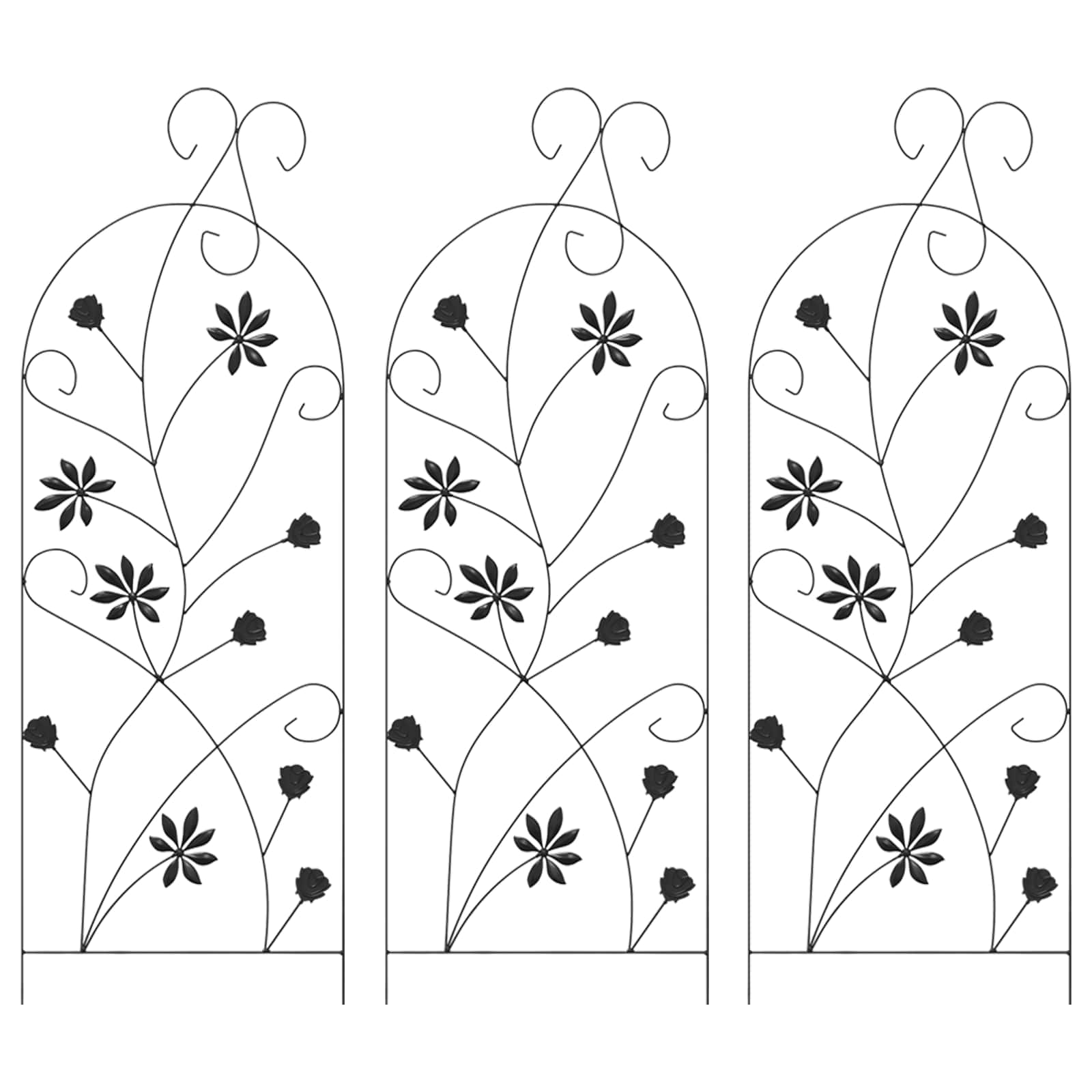 Vidaxl tuinhek met slot 3 pcs zwart 112 x 39,5 cm staal