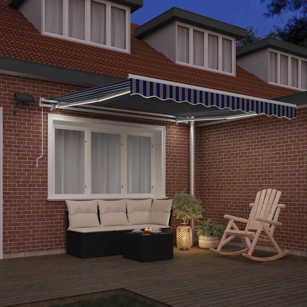 Vidaxl inklapbaar zonnescherm blauw en wit 350 x 250 cm