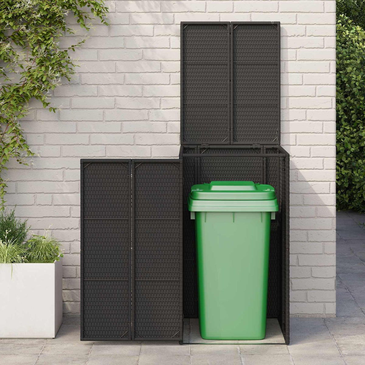Vidaxl afvalbak box zwart 65 x 80 x 115 cm polyetheen