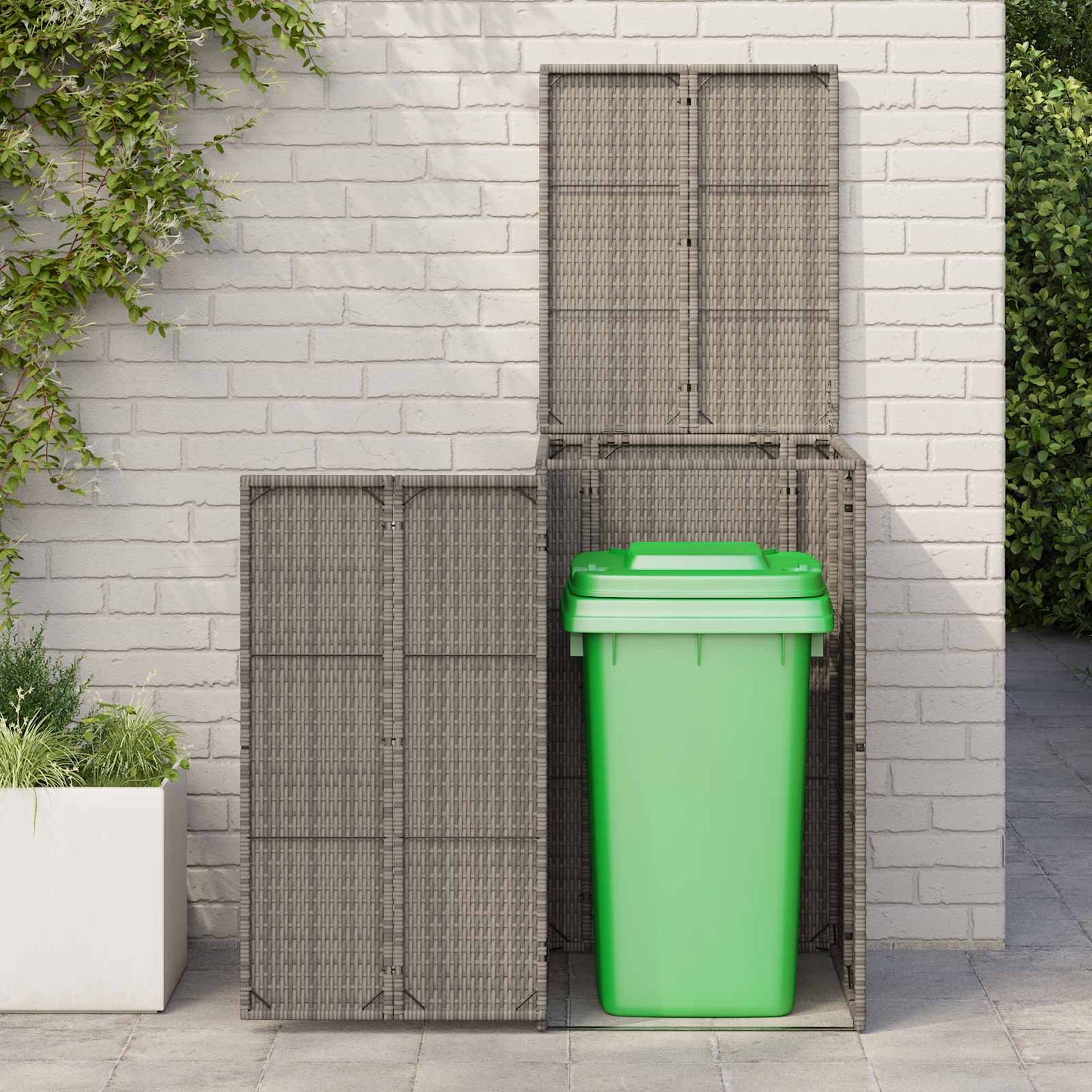 Vidaxl afvalbak box grijs 65 x 80 x 115 cm polyetheen