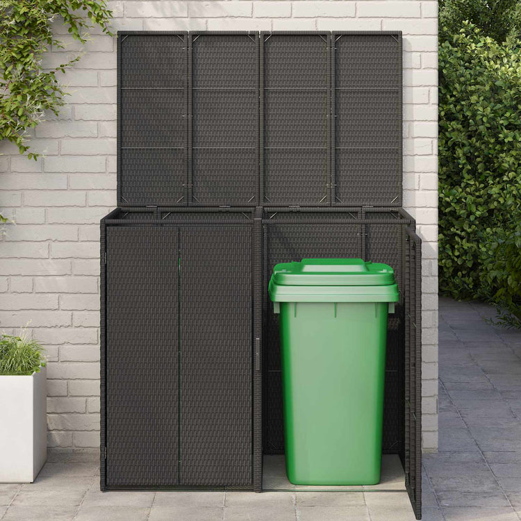 Vidaxl afvalbak box 2 st zwart 130 x 80 x 115 cm polyetheen