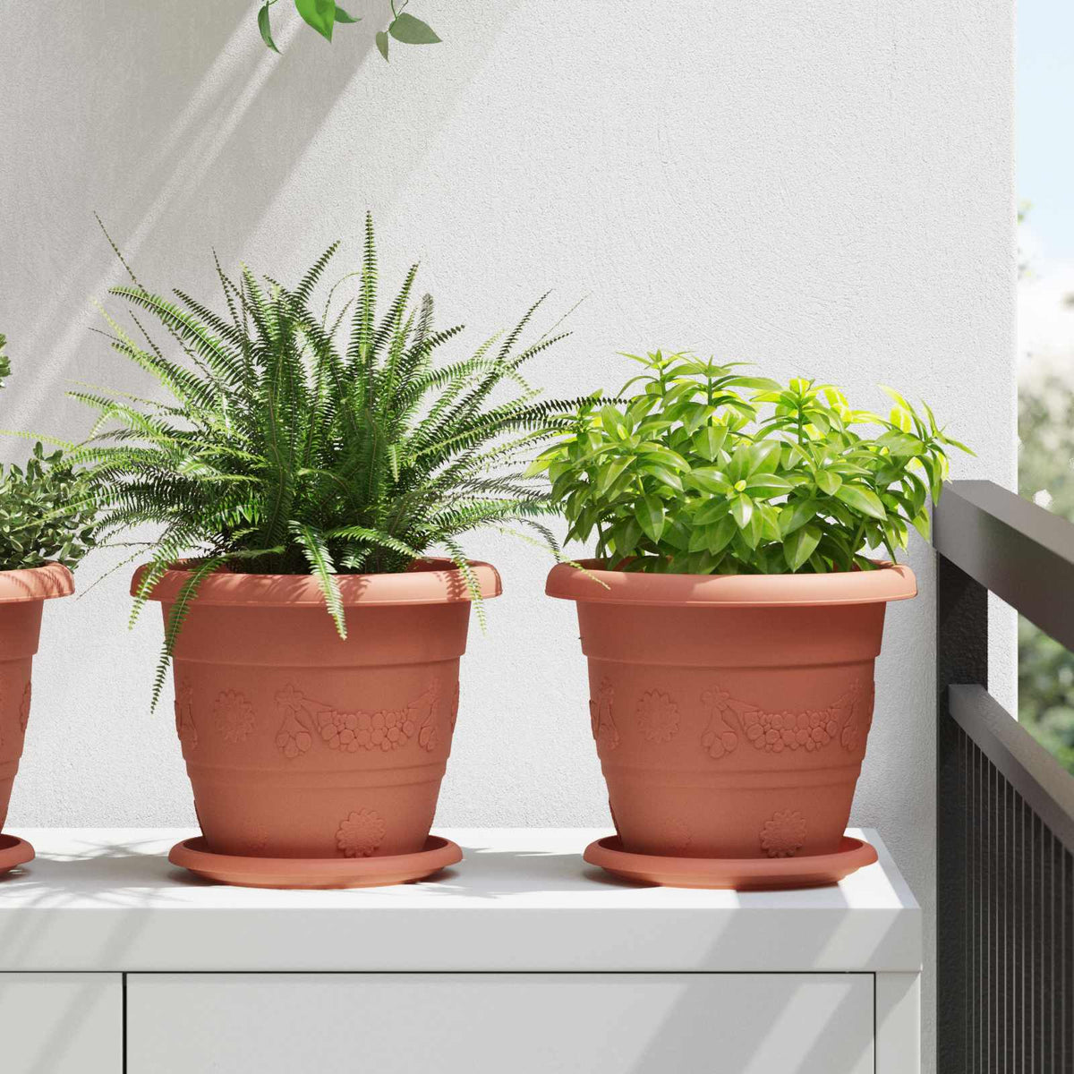 Vidaxl plantenpotten 6 st baksteenrood ø 22 x 18 cm kunststof