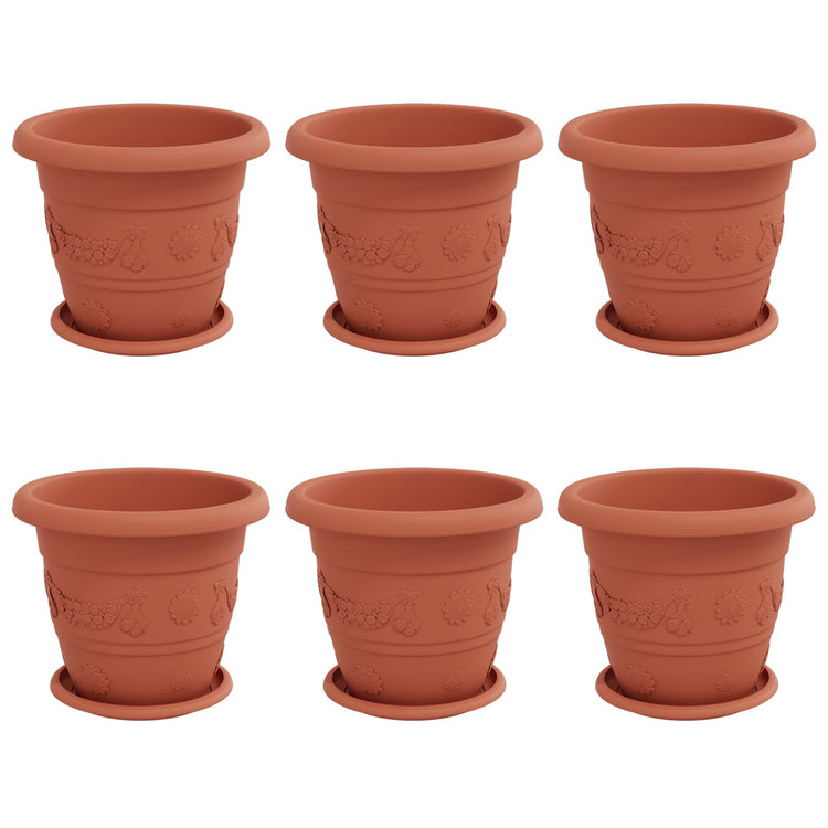 Vidaxl plantenpotten 6 st baksteenrood ø 26 x 21.5 cm kunststof