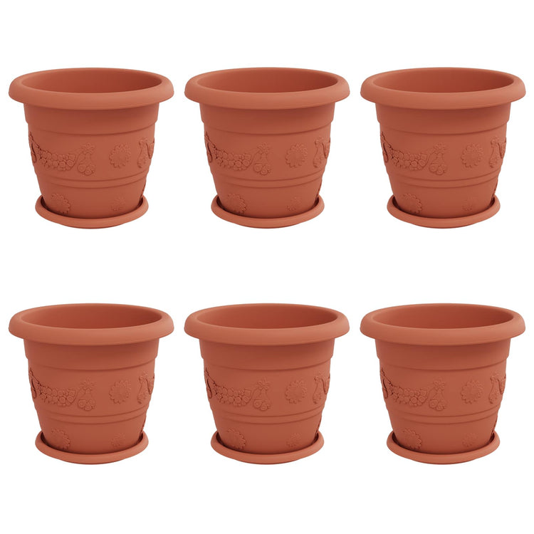 Vidaxl plantenpotten 6 st baksteenrood ø 30 x 25 cm kunststof