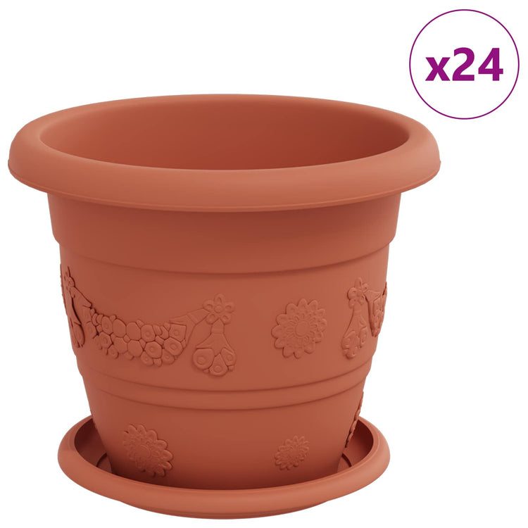 Vidaxl plantenpotten 24 st baksteenrood ø 22 x 18 cm kunststof