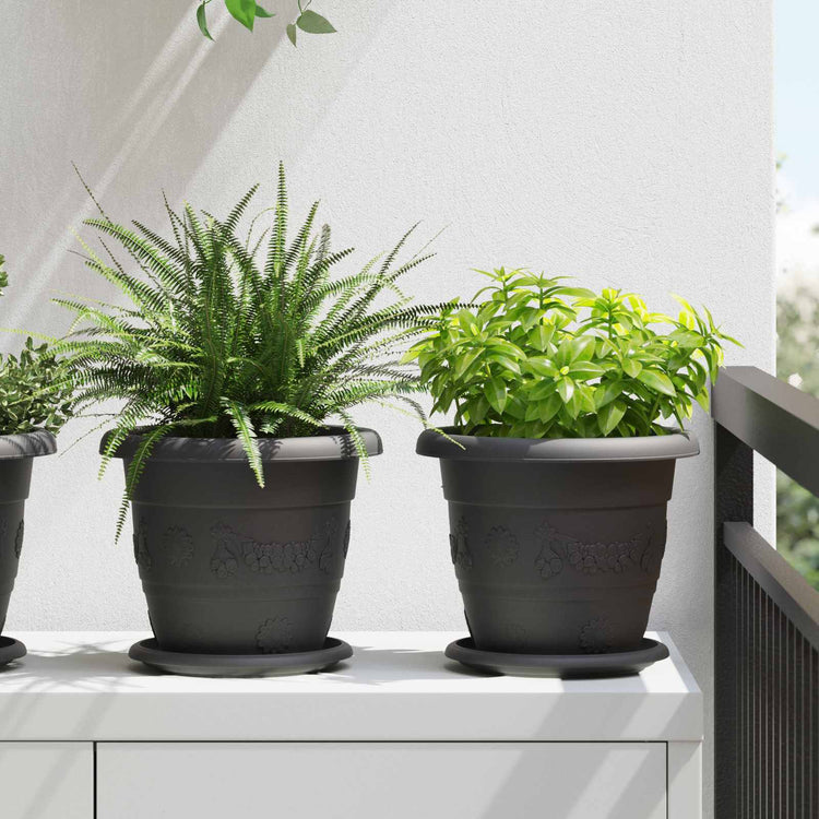 Vidaxl plantenpotten 24 st zwart ø 22 x 18 cm kunststof