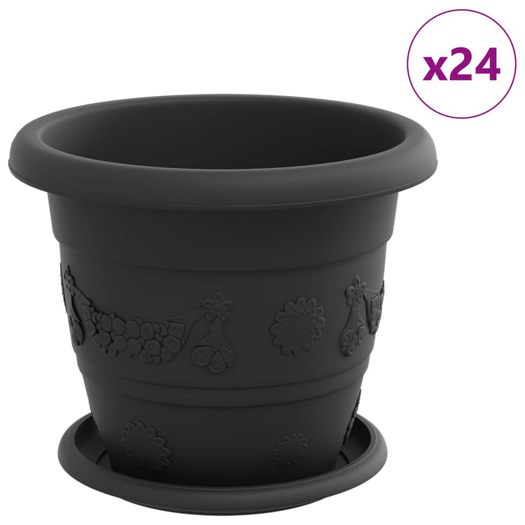 Vidaxl plantenpotten 24 st zwart ø 22 x 18 cm kunststof