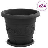 Vidaxl plantenpotten 24 st zwart ø 26 x 21.5 cm kunststof - afbeelding 2