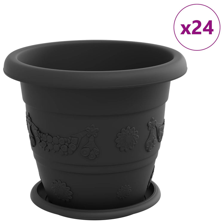 Vidaxl plantenpotten 24 st zwart ø 26 x 21.5 cm kunststof