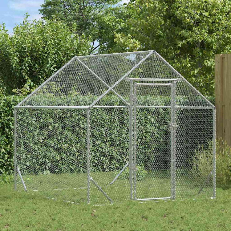 Vidaxl kippenhok zilver 200 x 170 x 177 cm gegalvaniseerd staal