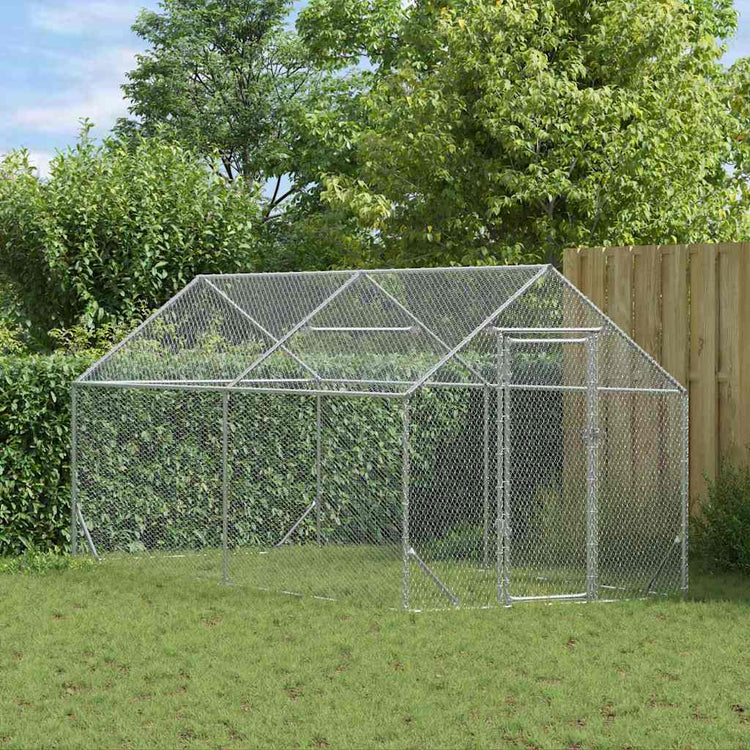 Vidaxl kippenhok zilver 400 x 170 x 177 cm gegalvaniseerd staal