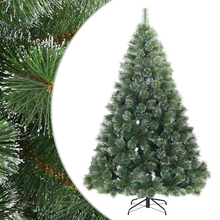 Vidaxl kunst kerstboom met geveerde takken, sneeuw bedekt groen 180 cm