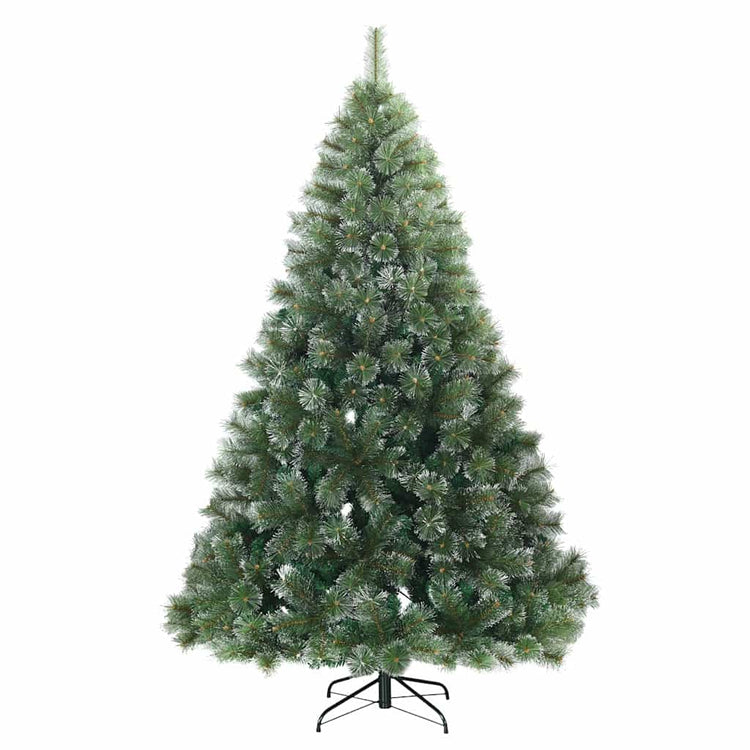 Vidaxl kunst kerstboom met geveerde takken, sneeuw bedekt groen 210 cm
