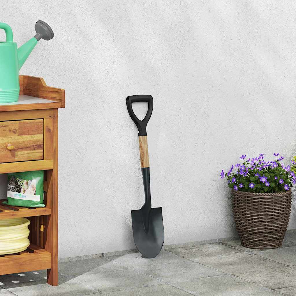Vidaxl schep zwart 68,5 cm krachtig gecoat staal en massief hout