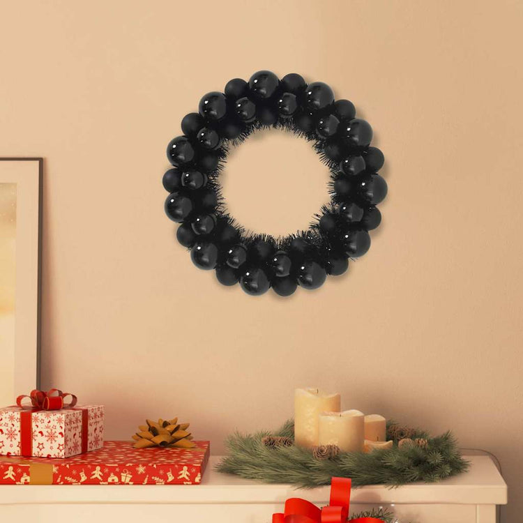 Vidaxl kerstbal kransen 2 st zwart 33 x 33 x 7 cm polystyreen