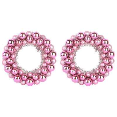 Vidaxl kerstbal kransen 2 st roze 33 x 33 x 7 cm polystyreen