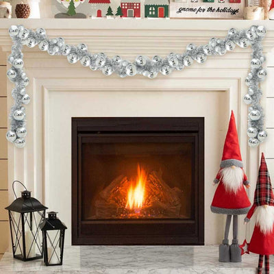 Vidaxl kerstbal guirlande led's zilver 186 cm polystyreen