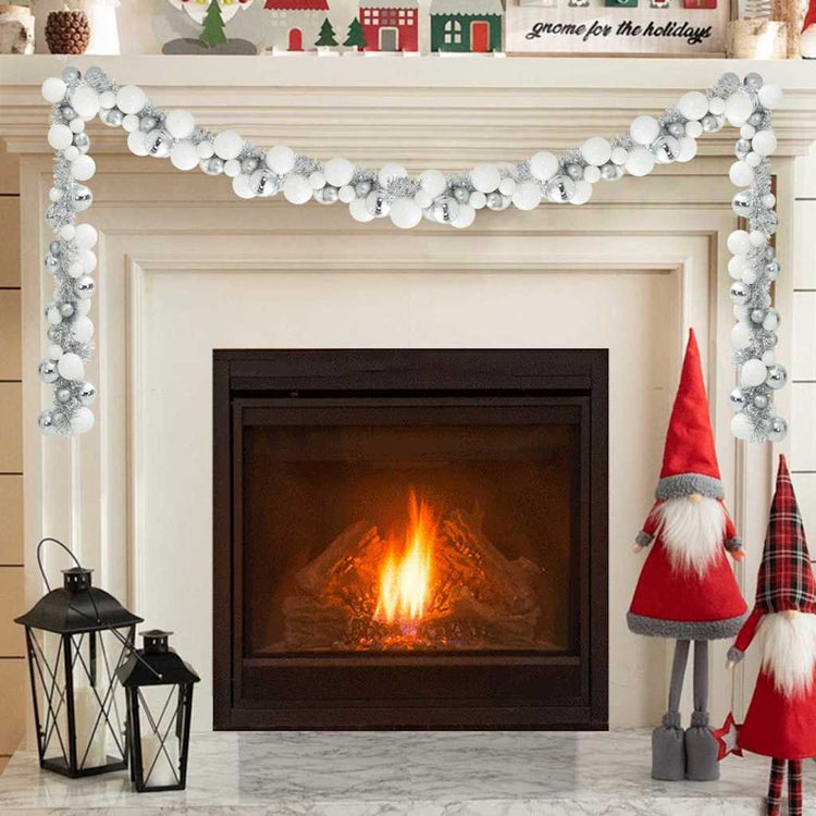 Vidaxl kerstbal guirlande led's wit en zilver 186 cm polystyreen