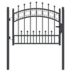 Vidaxl hekpoort met spear boven met slot grijs 103 x 75 cm staal