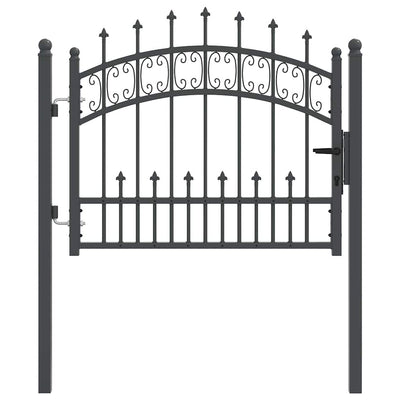 Vidaxl hekpoort met spear boven met slot grijs 103 x 75 cm staal