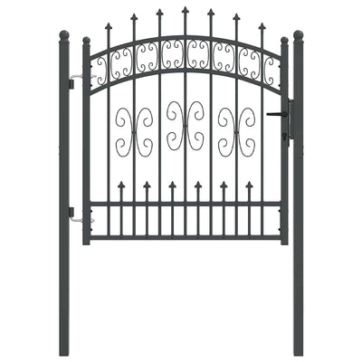 Vidaxl hekpoort met spear boven met slot grijs 103 x 100 cm staal