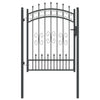Vidaxl hekpoort met spear boven met slot grijs 103 x 175 cm staal