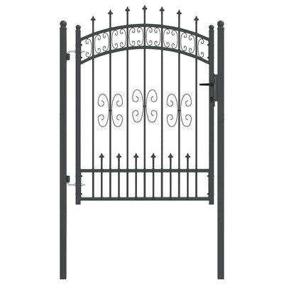 Vidaxl hekpoort met spear boven met slot grijs 103 x 175 cm staal