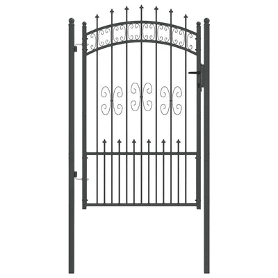 Vidaxl hekpoort met spear boven met slot grijs 103 x 200 cm staal