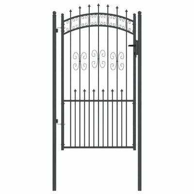 Vidaxl hekpoort met spear boven met slot grijs 103 x 175 cm staal