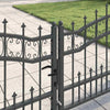 Vidaxl hekpoort met spear boven met slot grijs 305 x 75 cm staal