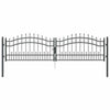 Vidaxl hekpoort met spear boven met slot grijs 305 x 75 cm staal