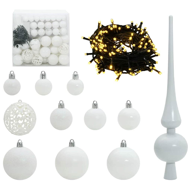 Vidaxl kerstbal set met 300 led 120 pcs wit kunststof