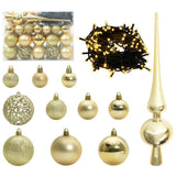 Vidaxl kerstbal set 61 st goud ø 6 cm kunststof 150 led's - afbeelding 2
