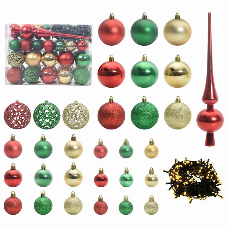Vidaxl kerstbal set 61 st 150 led's warmwit ø 6 cm