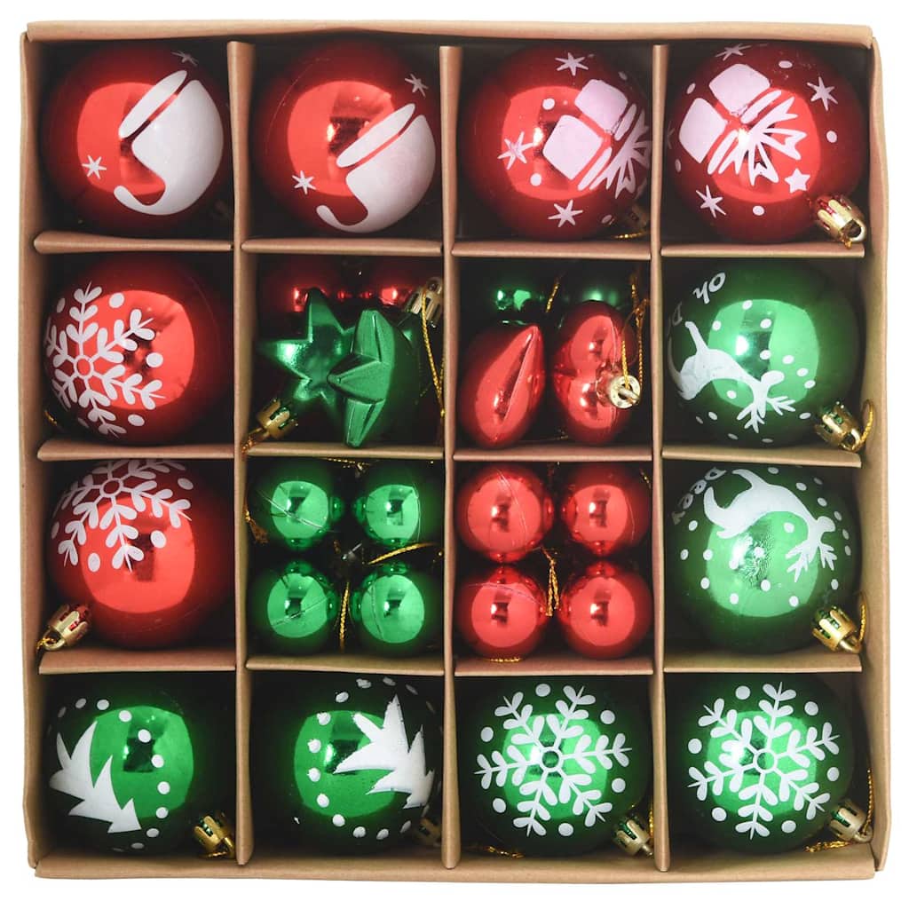 Vidaxl kerstbal set 40 pcs rood en groen kunststof