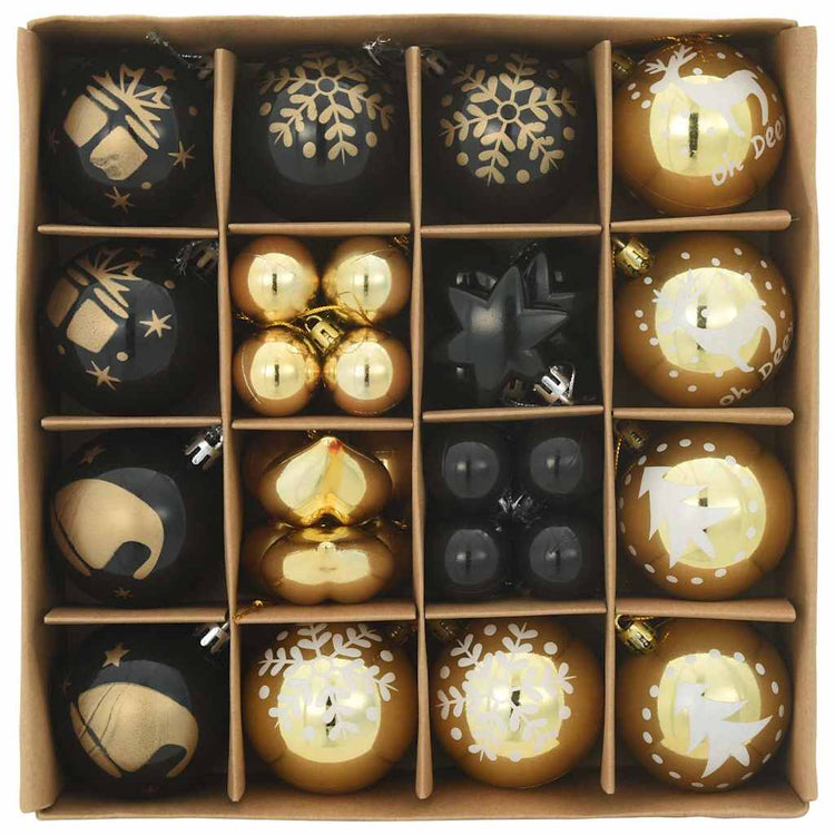 Vidaxl kerstbal set 40 st zwart en goud ø 6 cm kunststof